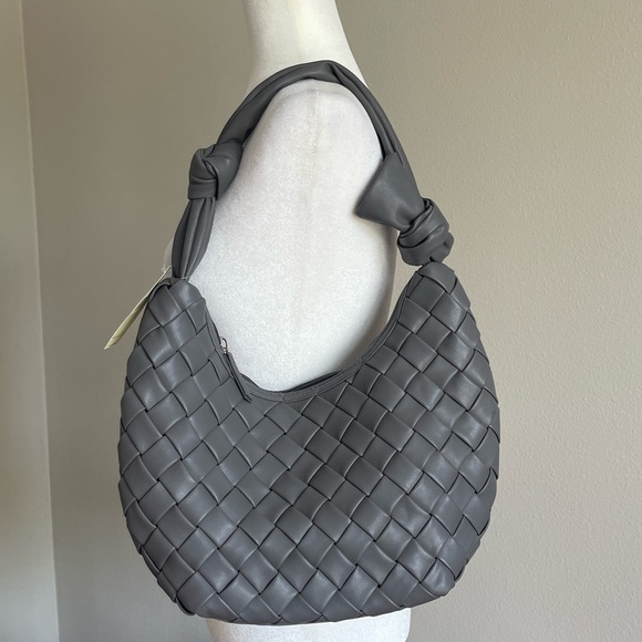 Handbags - NWT Stylish Gray Woven Hobo Bag